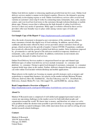 Online Food Delivery Services Market Research Report Study by 2028