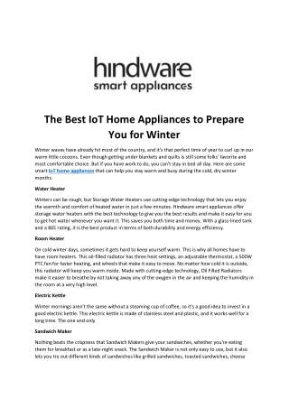 The Best IoT Home Appliances to Prepare You for Winter