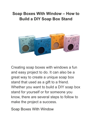 Soap Boxes With Window – How to Build a DIY Soap Box Stand