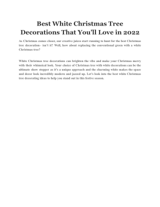 Best White Christmas Tree Decorations That You’ll Love in 2022