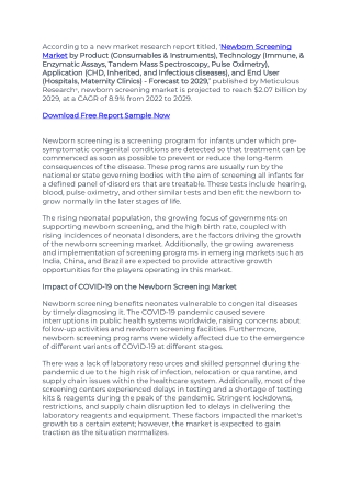 Newborn Screening Market Worth $2.07 Billion by 2029