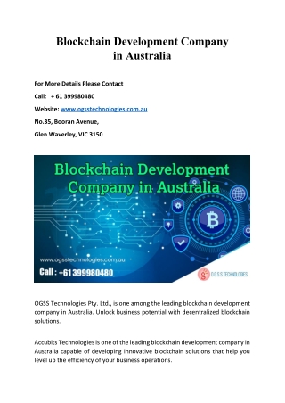 Blockchain Development Company in Australia