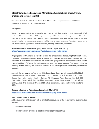 Waterborne Epoxy Resin Market