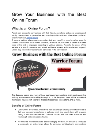All You Need to Know About an Online Forum