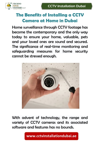 The Benefits of Installing a CCTV Camera at Home in Dubai