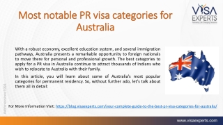 Most notable PR visa categories for Australia