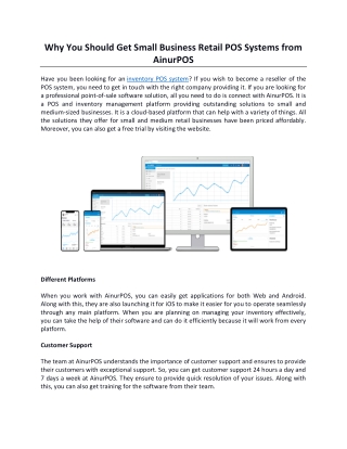 Why You Should Get Small Business Retail POS Systems from AinurPOS