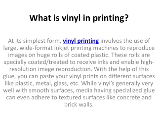 What is vinyl in printing?
