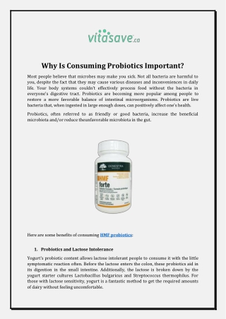 Why Is Consuming Probiotics Important