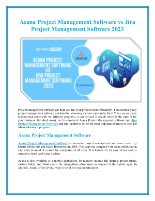 Asana Project Management Software vs Jira Project Management Software 2023