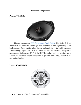 Pioneer Car Speakers