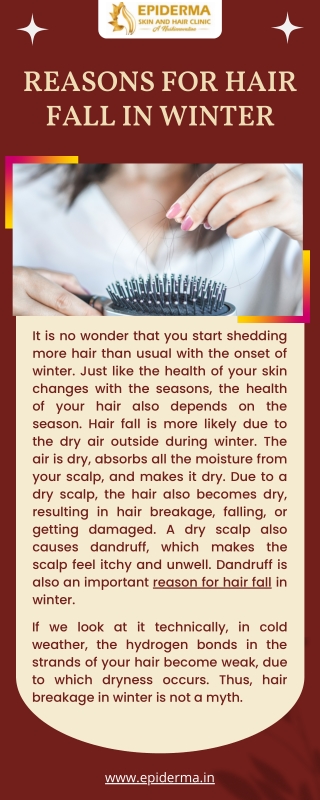 Reasons for Hair fall in winter - Best Hair Clinic Jayanagar - Epiderma Clinic