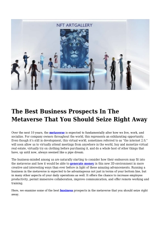 The Best Business Prospects In The Metaverse That You Should Seize Right Away