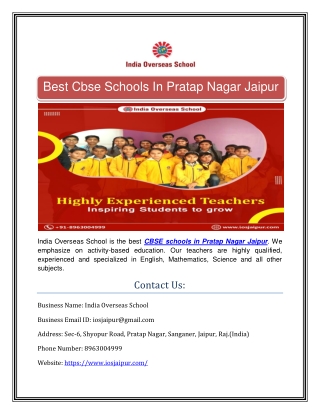Best Cbse Schools In Pratap Nagar Jaipur