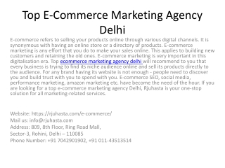 Top E-Commerce Marketing Agency Delhi