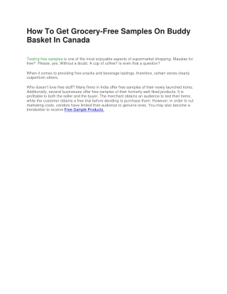How To Get Grocery-Free Samples On Buddy Basket In Canada