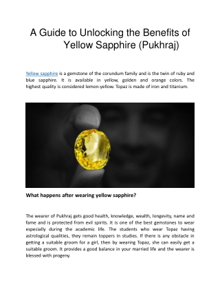 A Guide to Unlocking the Benefits of Yellow Sapphire