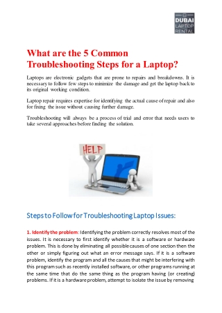 What are the 5 Common Troubleshooting Steps for a Laptop?