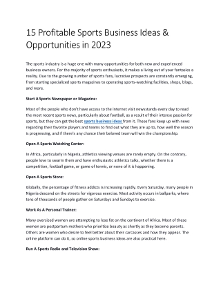 15 Profitable Sports Business Ideas  Opportunities in 2023