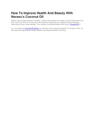 How To Improve Health And Beauty With Narasu