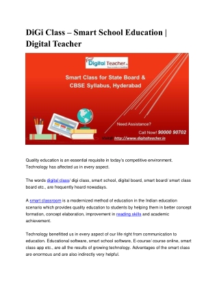 DiGi Class – Smart School Education  Digital Teacher