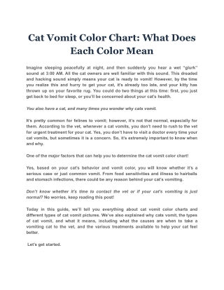 Cat Vomit Color Chart What Does Each Color Mean