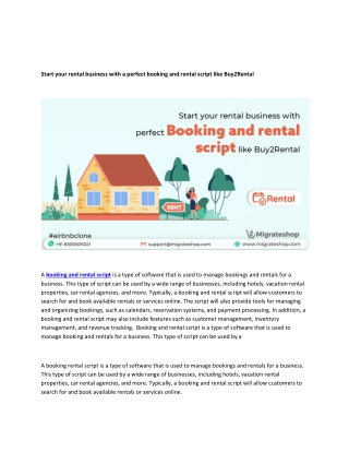 Start your rental business with perfect booking and rental script like Buy2Rental