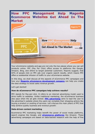 How PPC Management Help Magento Ecommerce Websites Get Ahead In The Market
