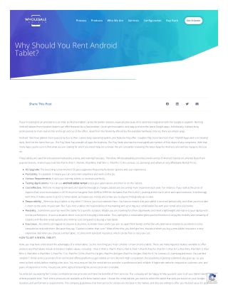 Why Should You Rent Android Tablet?