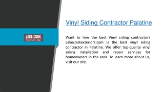 Vinyl Siding Contractor Palatine  Lakecookexteriors