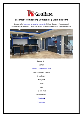 Basement Remodeling Companies  Gloremllc.com