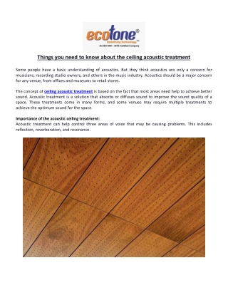 Things you need to know about the ceiling acoustic treatment