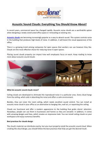 Acoustic Sound Clouds: Everything You Should Know About!