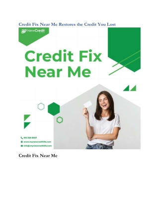 Credit Fix Near Me Restores the Credit You Lost