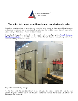 Top-notch facts about acoustic enclosures manufacturer in India