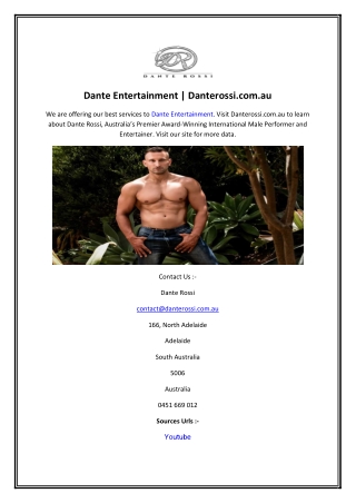 Dante Entertainment  Danterossi.com.au