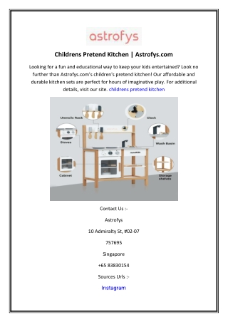 Childrens Pretend Kitchen  Astrofys.com
