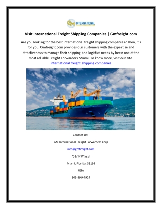 Visit International Freight Shipping Companies  Gmfreight.com