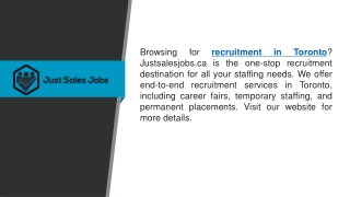 Recruitment in Toronto  Justsalesjobs.ca