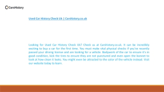 Used Car History Check Uk  Carshistory.co.uk