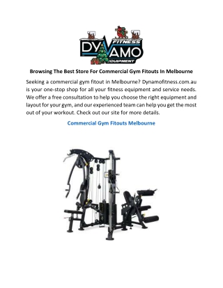 Browsing The Best Store For Commercial Gym Fitouts In Melbourne