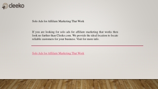 Solo Ads for Affiliate Marketing That Work    Cleeko.com