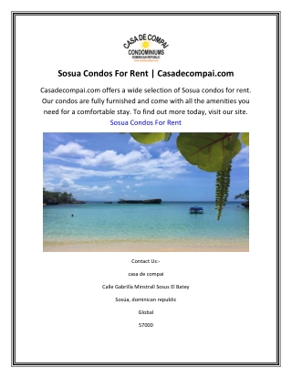 Sosua Condos For Rent  Casadecompai.com