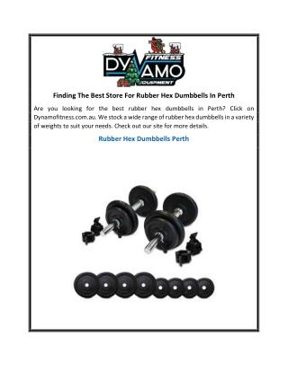 Finding The Best Store For Rubber Hex Dumbbells In Perth