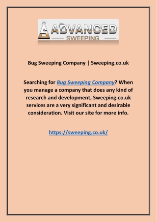 Bug Sweeping Company | Sweeping.co.uk