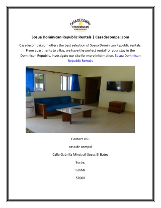 Sosua Dominican Republic Rentals  Casadecompai.com