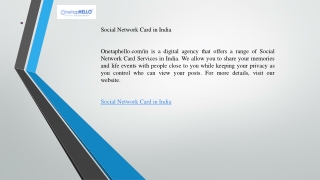Social Network Card in India  Onetaphello.com in