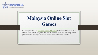 Malaysia Online Slot Games | Ob9my.com