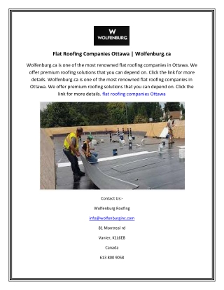 Flat Roofing Companies Ottawa  Wolfenburg.ca