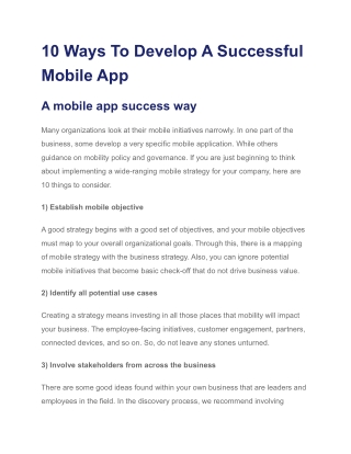 10 Ways To Develop A Successful Mobile App